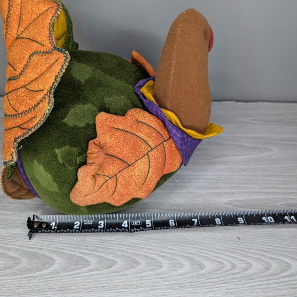 Hallmark Winslow Turkey Centerpiece Colorful Plush with Fabric Leaf Details - Picture 9 of 11